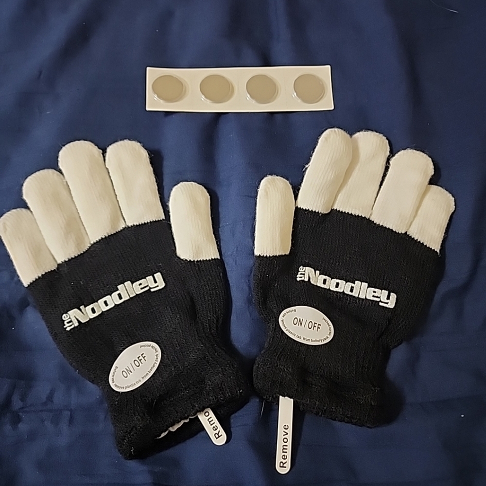 The Noodley LED Light Up Gloves Battery Boys Girls Child NEW Black & White Kids